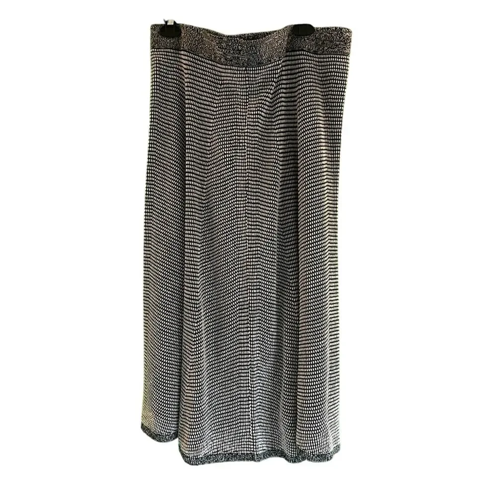 NIC+ZOE Pixel Knit Sweater Neutral Black White Midi Skirt Size XL
